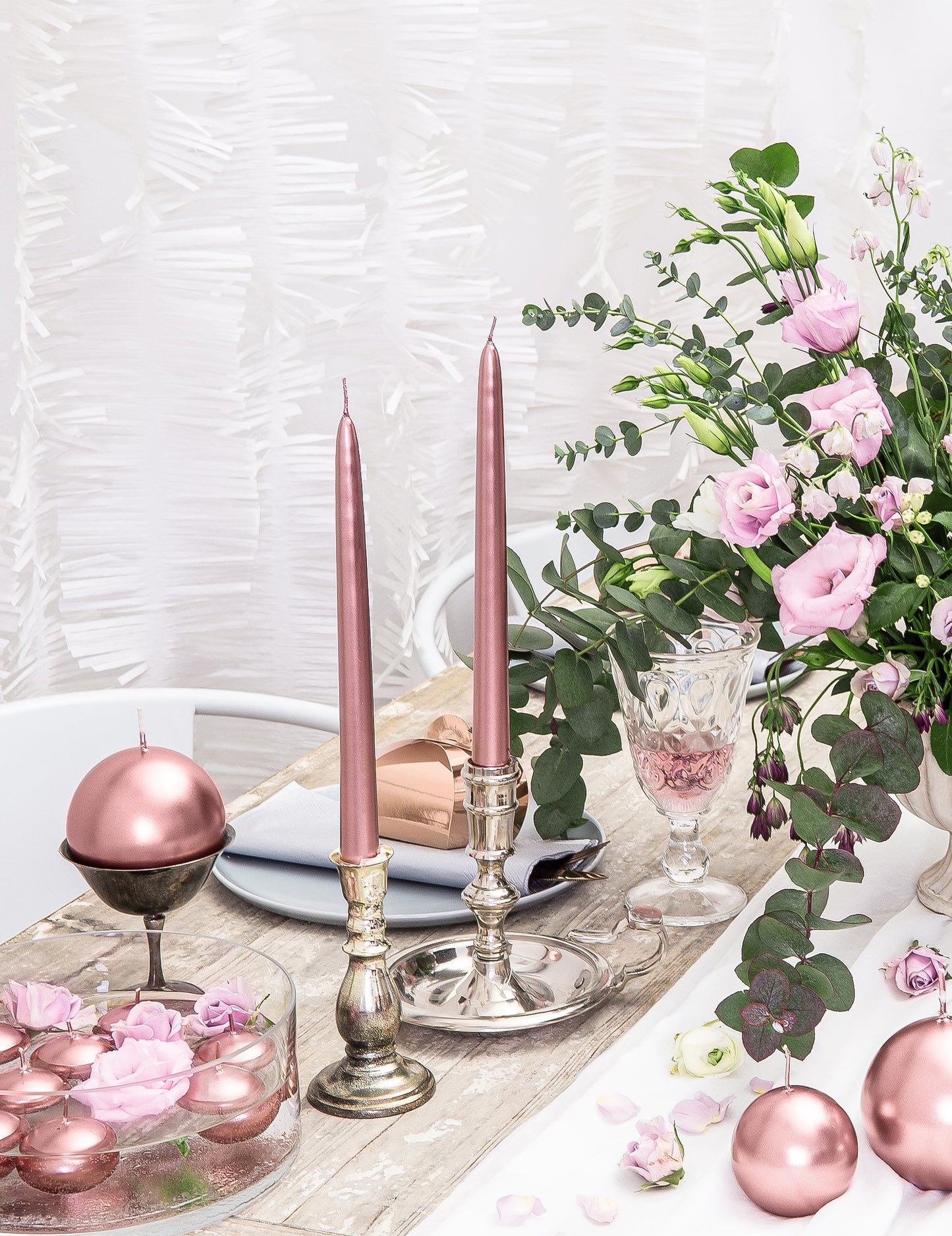 50 velas flotantes metalizadas oro rosa 40 mm