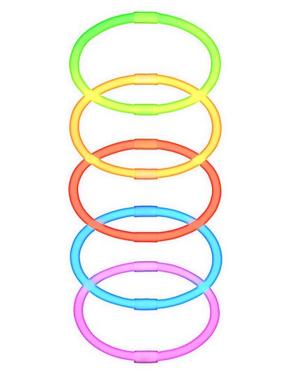 Détail des différents coloris des bracelets phosphorescents néon pour fête