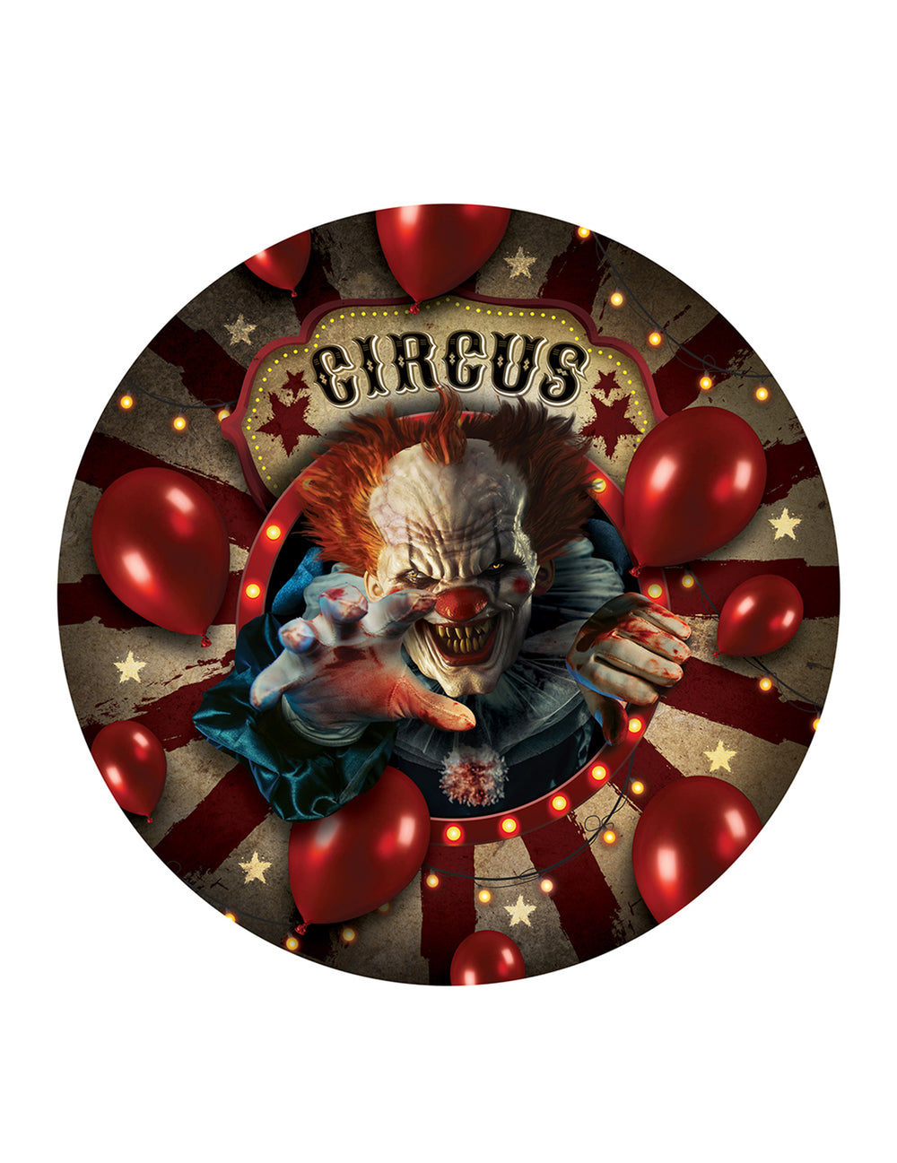 Assiettes en carton clown d'Halloween pour fête rouge et marron avec ballons