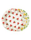 6 Platos de cartón frutas sandía, limón, piña 20,5 cm