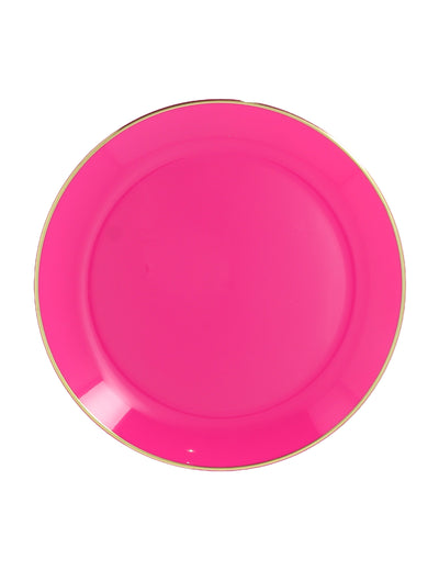 6 platos reutilizables de plástico rosa y dorado de 26,5 cm