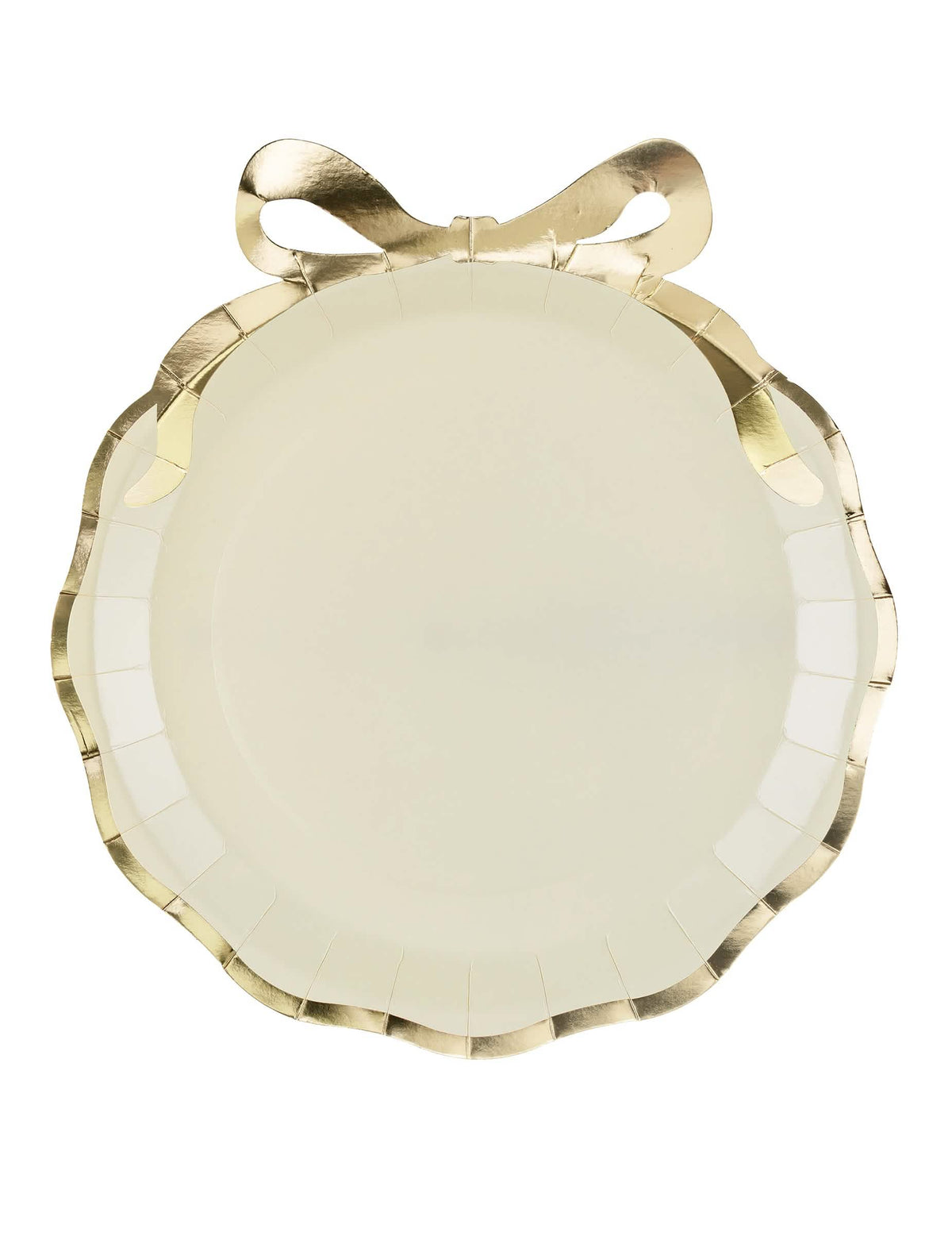 6 platos Lazo beige y dorado 24 x 26,8 cm