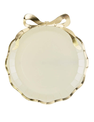 6 platos Lazo beige y dorado 24 x 26,8 cm