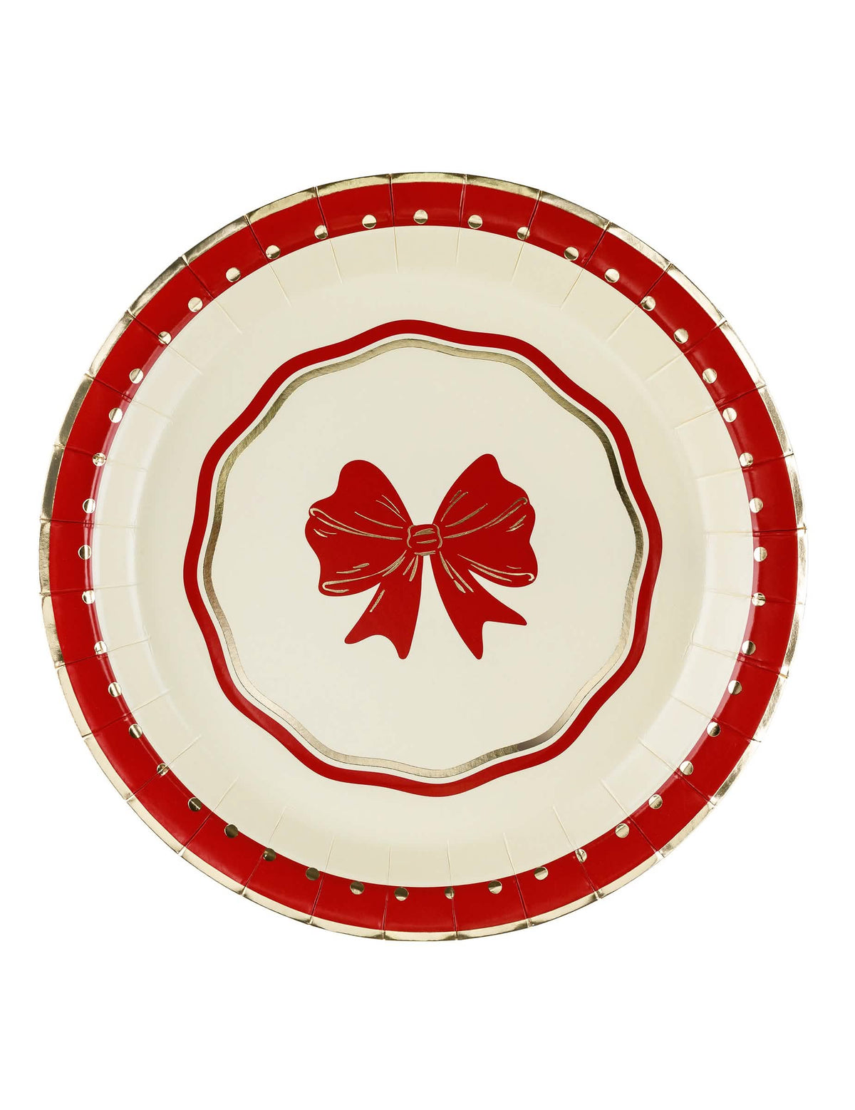 6 platos Lazo rojo y beige 18 cm