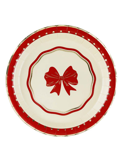 6 platos Lazo rojo y beige 18 cm