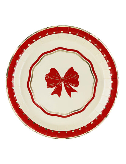 6 platos Lazo rojo y beige 18 cm
