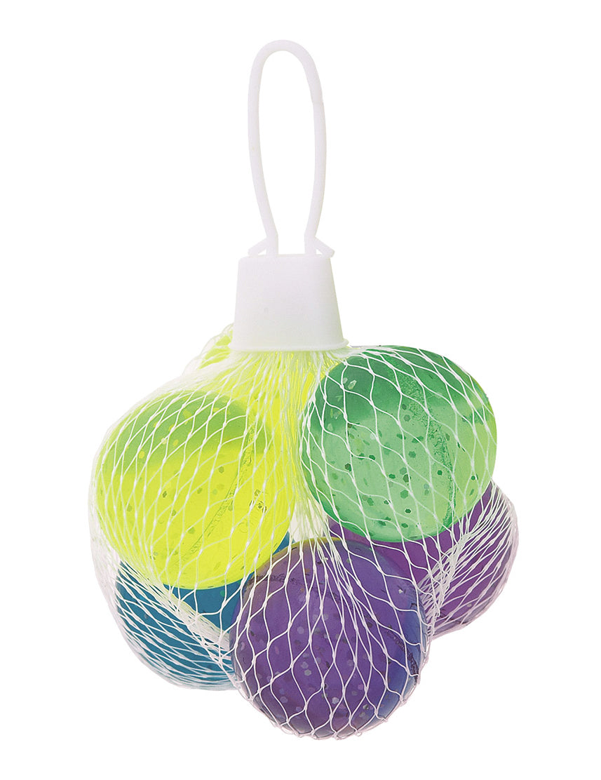 6 pelotas saltarinas con purpurina multicolores de 3 cm