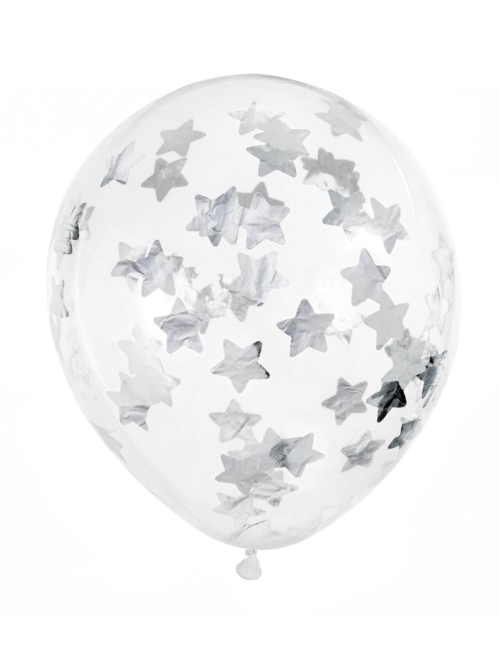 Ballons transparents confettis étoiles pour fête argentés