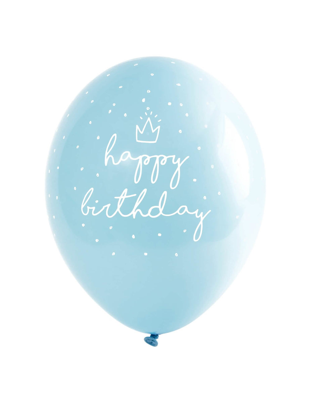 globos de látex Happy Birthday para cumpleaños azules con lunares blancos