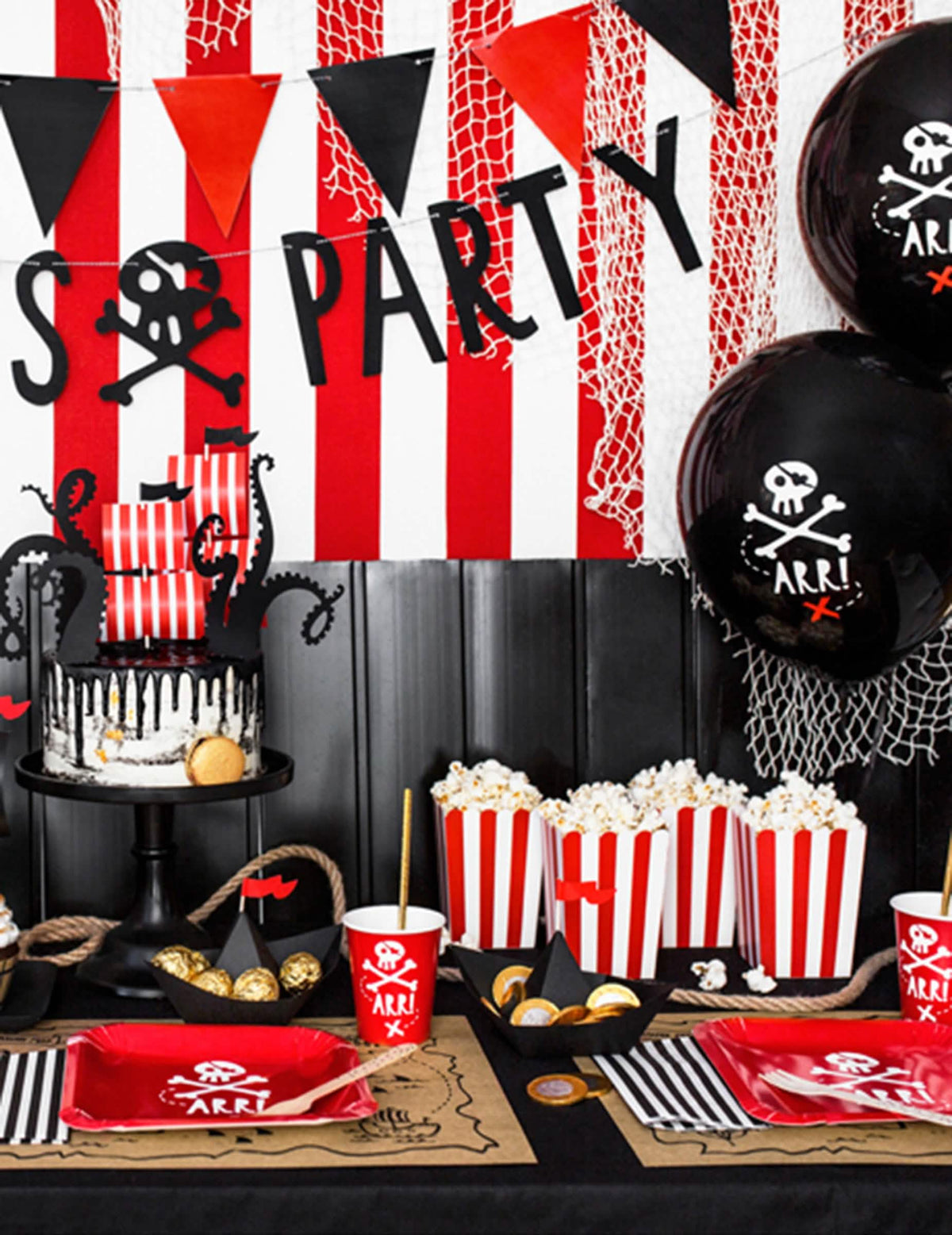 Décoration de table de fête des ballons en latex fête de pirate