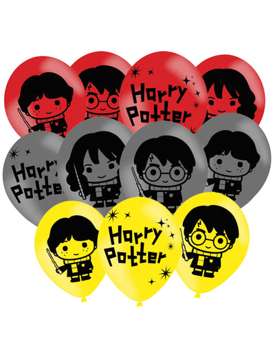 Ballons en latex kawai Harry Potter pour fête rouges jaunes et gris