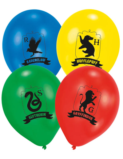Ballons en latex Poudlard Harry Potter pour fête multicolores avec les blasons des maisons