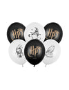 6 Globos Harry Potter™ blanco y negro 30 cm