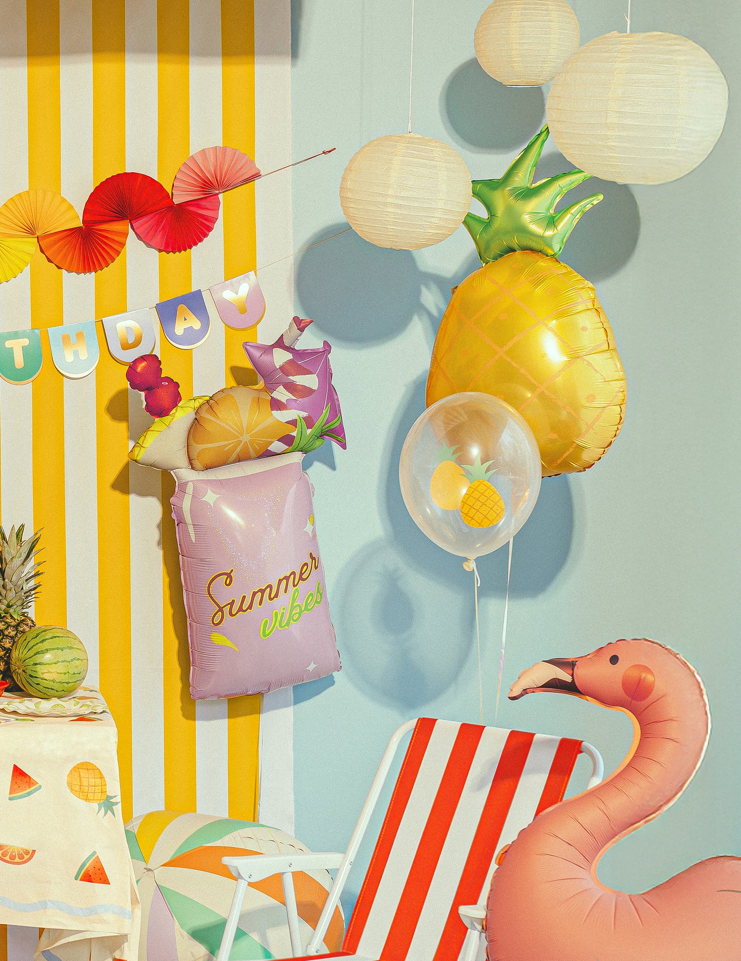 6 Globos de látex frutas de verano 30 cm