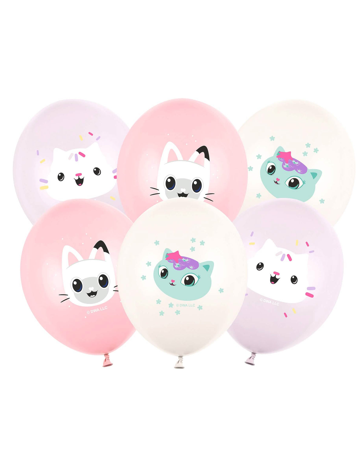 globos de látex Gabby y la casa mágica para niño rosa violeta y blanco