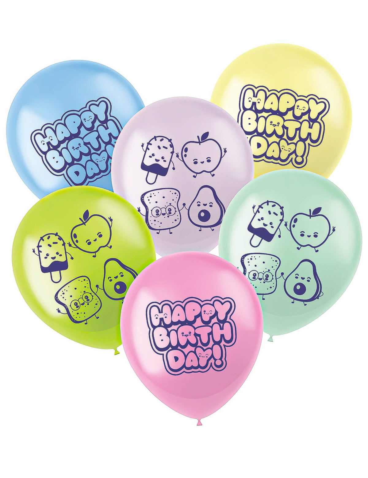 6 Globos de látex Kawaï Party 33 cm