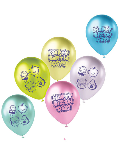 6 Globos de látex Kawaï Party 33 cm