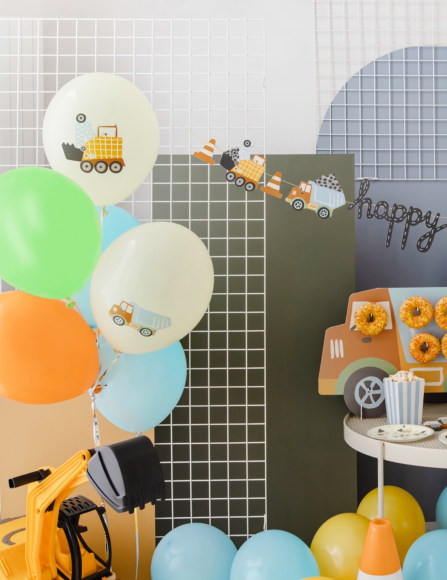 6 globos de látex de vehículos de construcción 30 cm