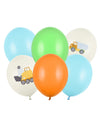 6 globos de látex de vehículos de construcción 30 cm