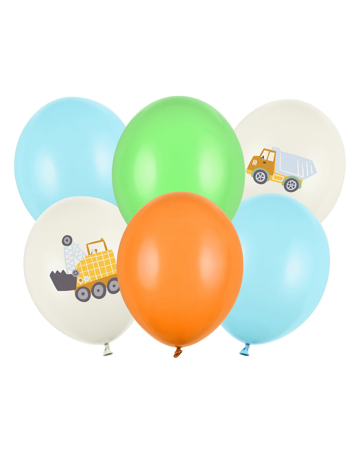 6 globos de látex de vehículos de construcción 30 cm