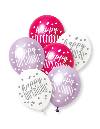 6 Globos círculo Happy Birthday