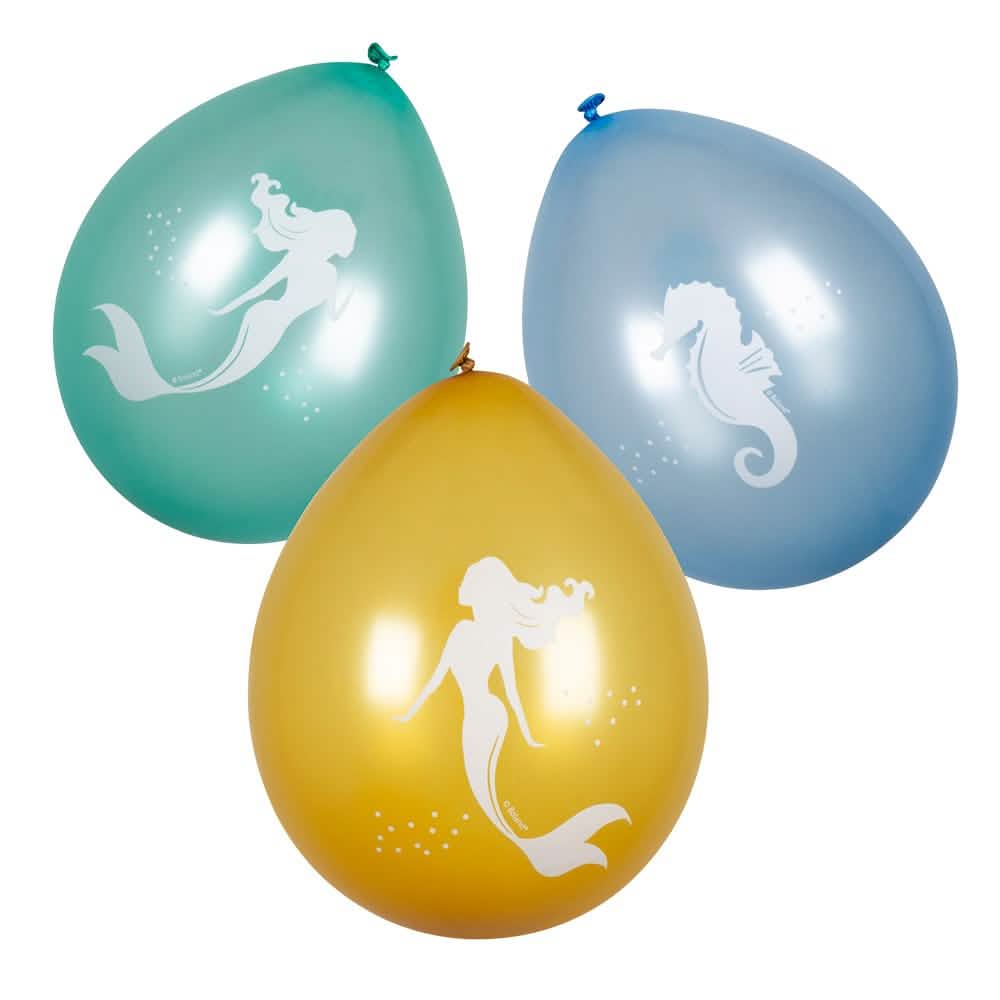Detalle de los motivos de sirena y de caballito de mar de los globos sirenas Laguna
