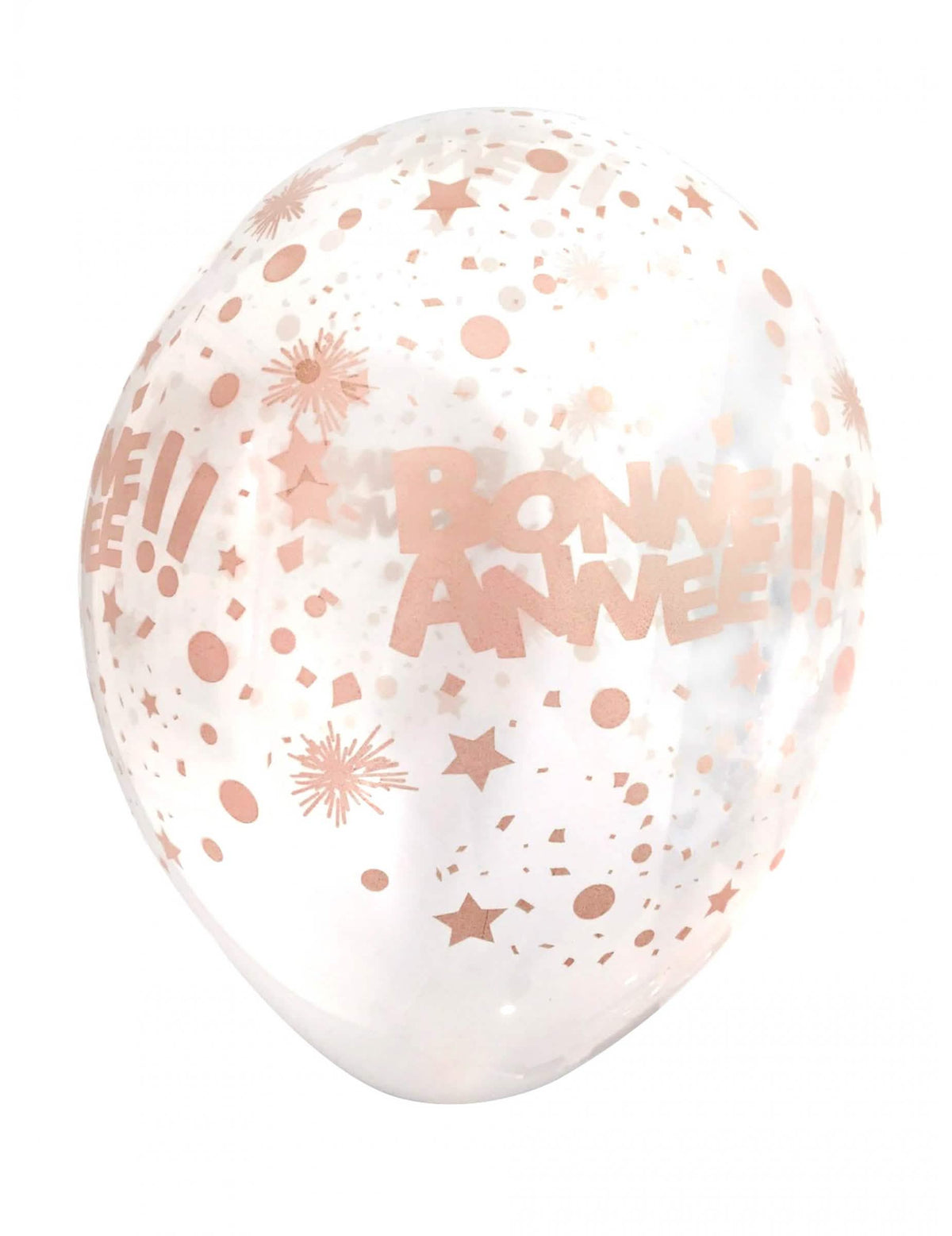 globos transparentes Feliz Año Nuevo para fiesta oro rosa con estrellas y confetis