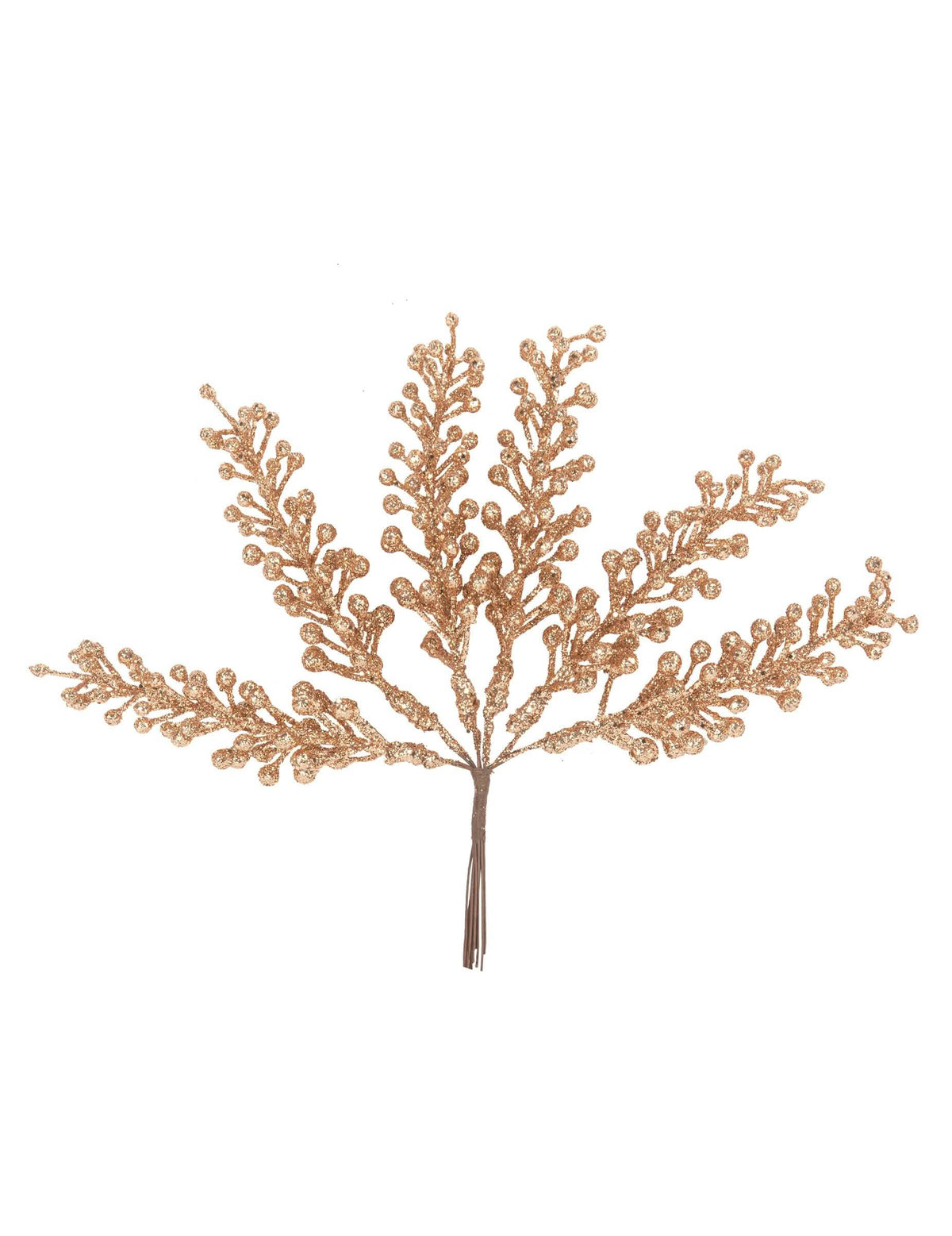 Ramas de bayas con purpurina para decoración oro rosa sobre tallo