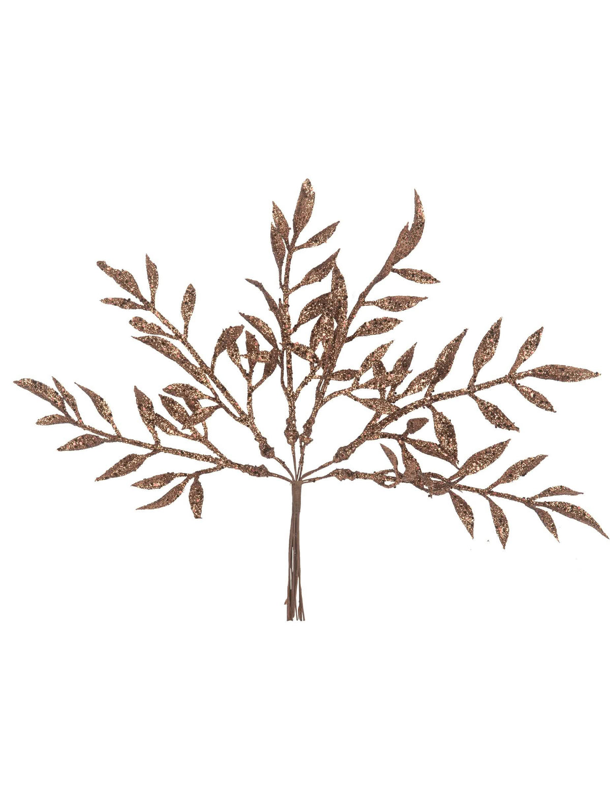 6 ramas sobre tallo para decoración de navidad con purpurina chocolate