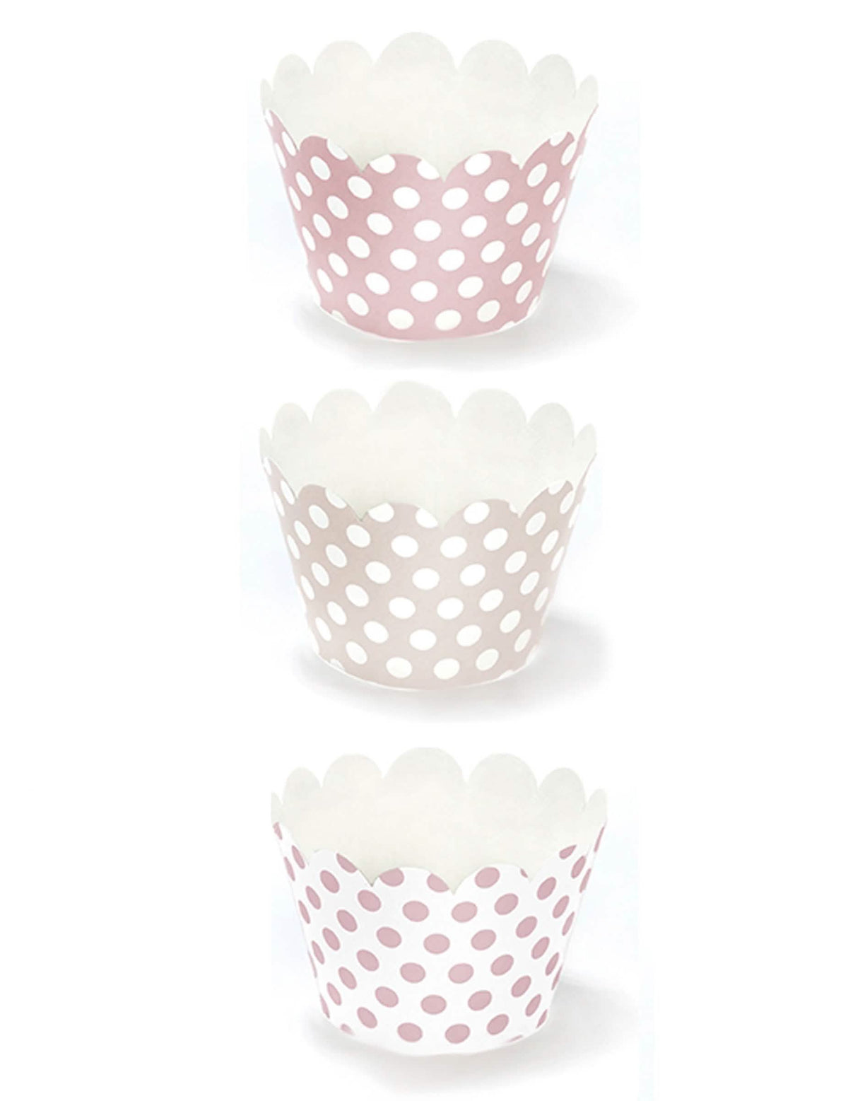Habillages à cupcake à petits pois rose poudré en carton