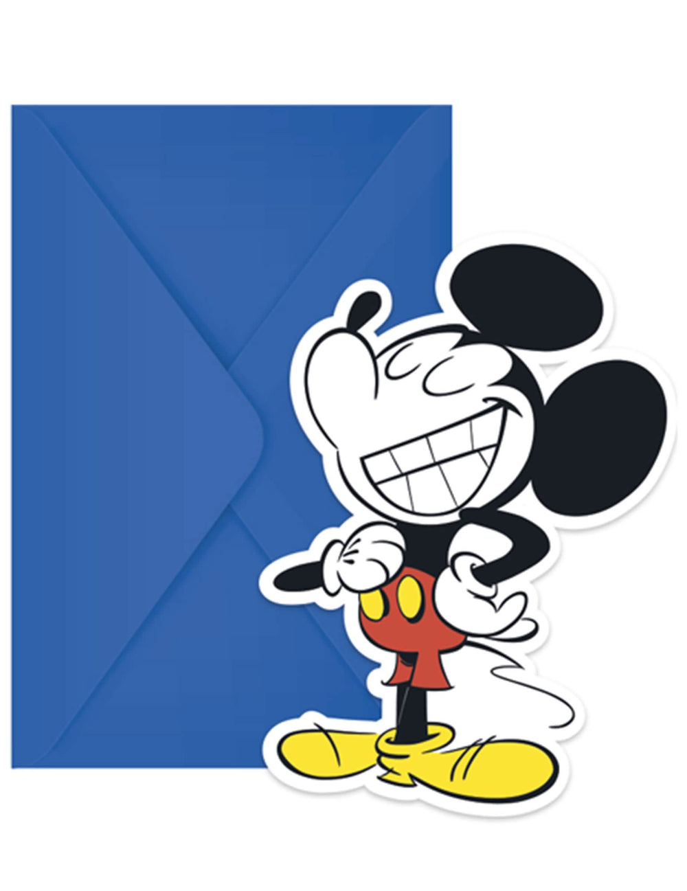 Tarjetas de invitación y sobres Mickey retro para niño azul