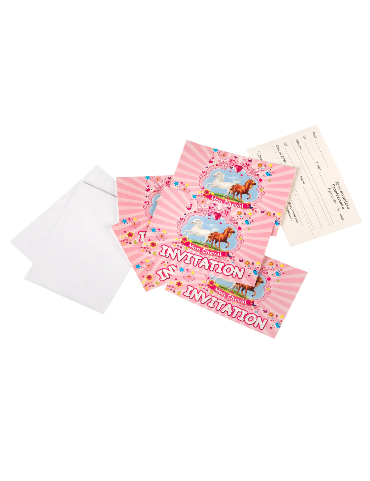 6 Tarjetas de invitación con sobres ?Mi Caballo? para merienda festiva