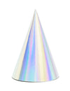 Chapeau de fête pour anniversaire iridescent en carton avec élastique