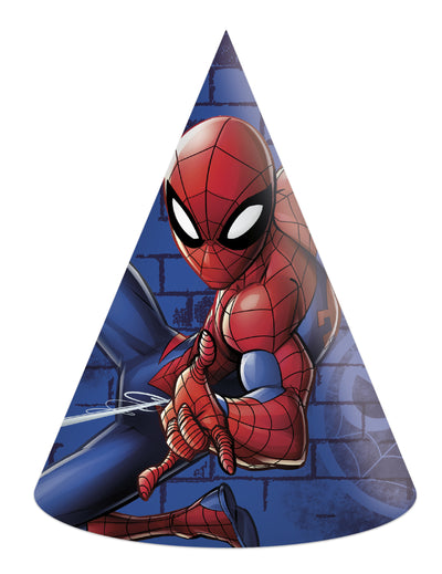 Chapeau de fête en carton Spiderman pour enfant rouge et bleu