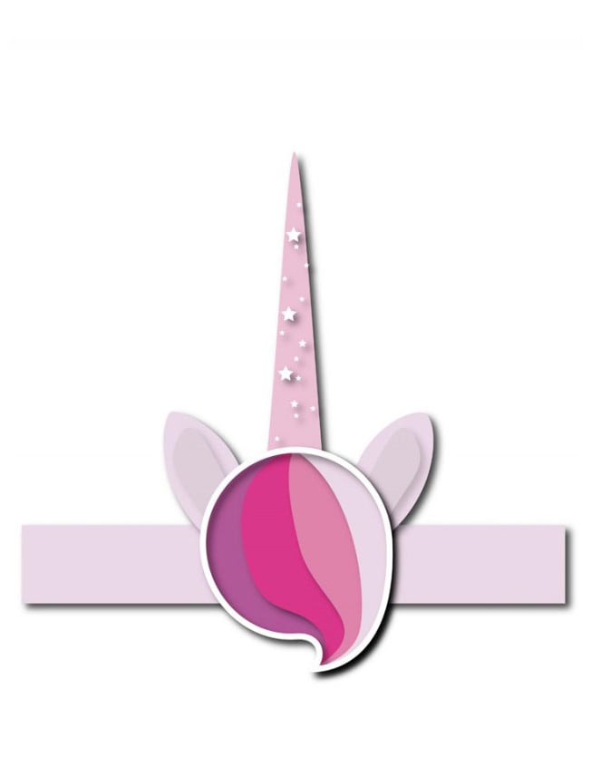 Coiffe en carton licorne pour enfant rose avec étoiles