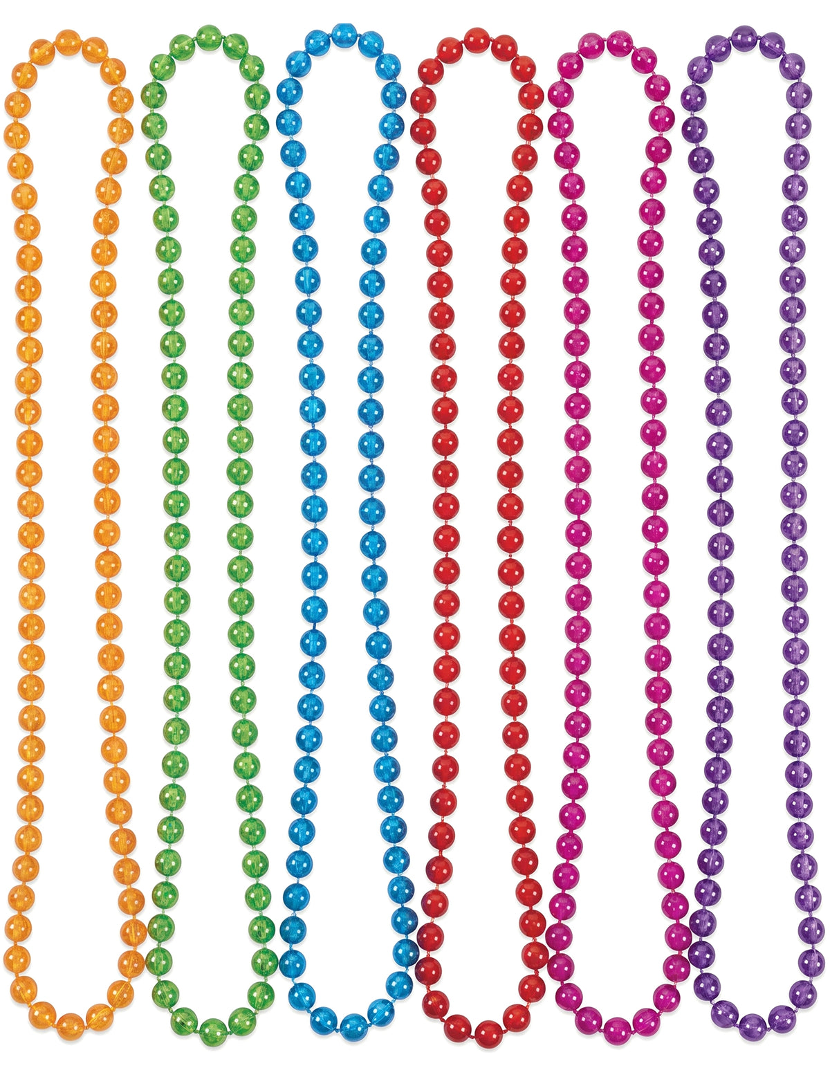 6 collares de perlas de plástico transparentes y coloridos