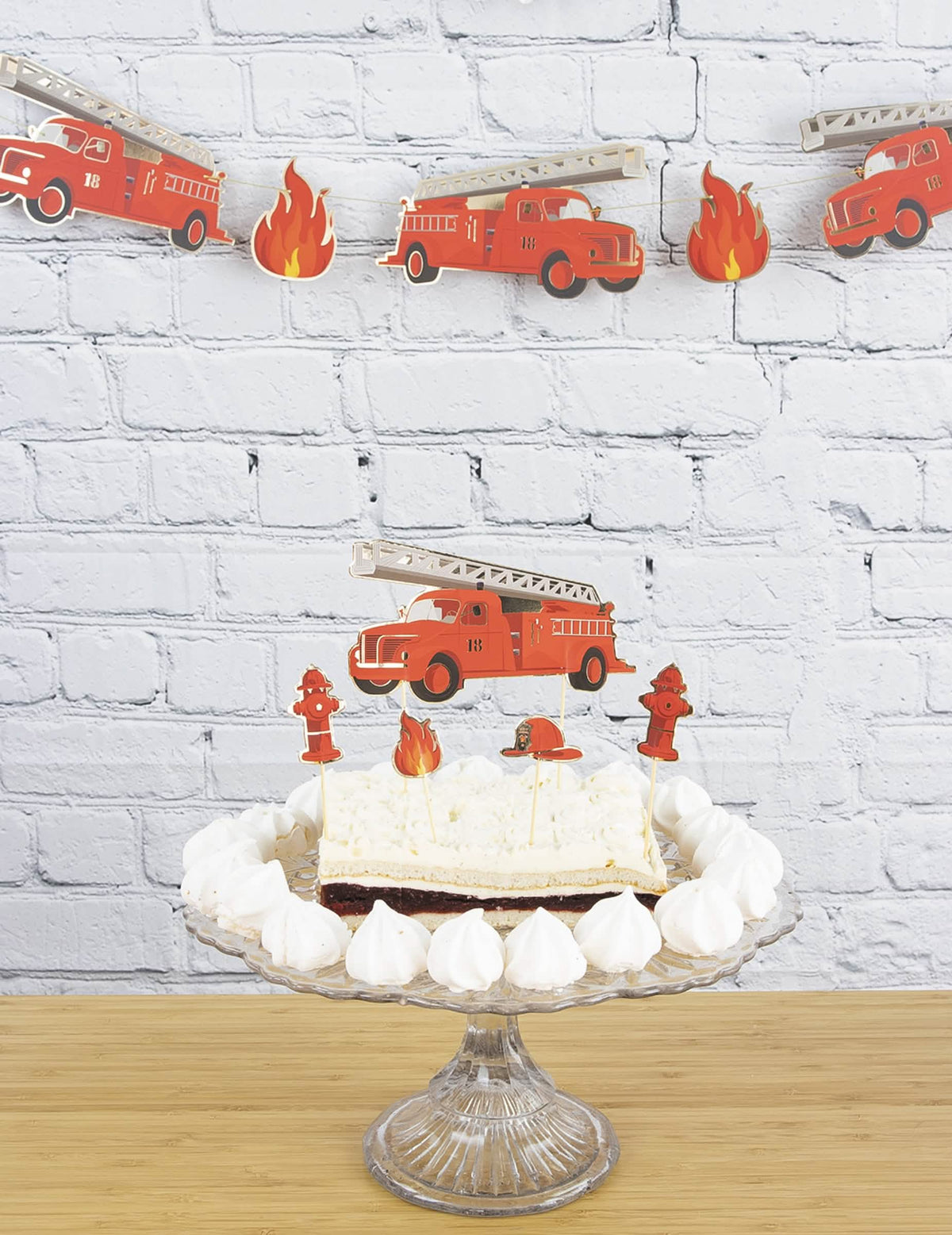 Decoración para tarta de 6 piezas Bombero
