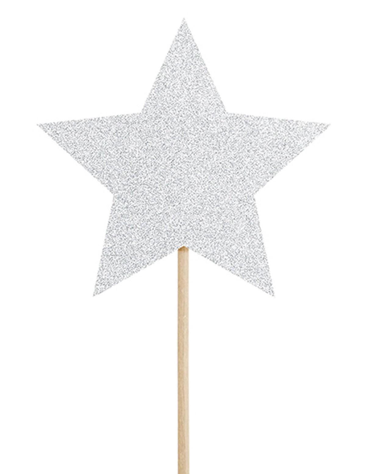 Décoration pour gâteau sur pique étoile pour anniversaire argent pailleté