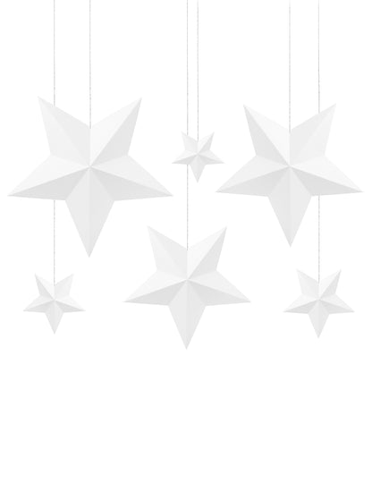6 étoiles à suspendre 3D pour noël blanches