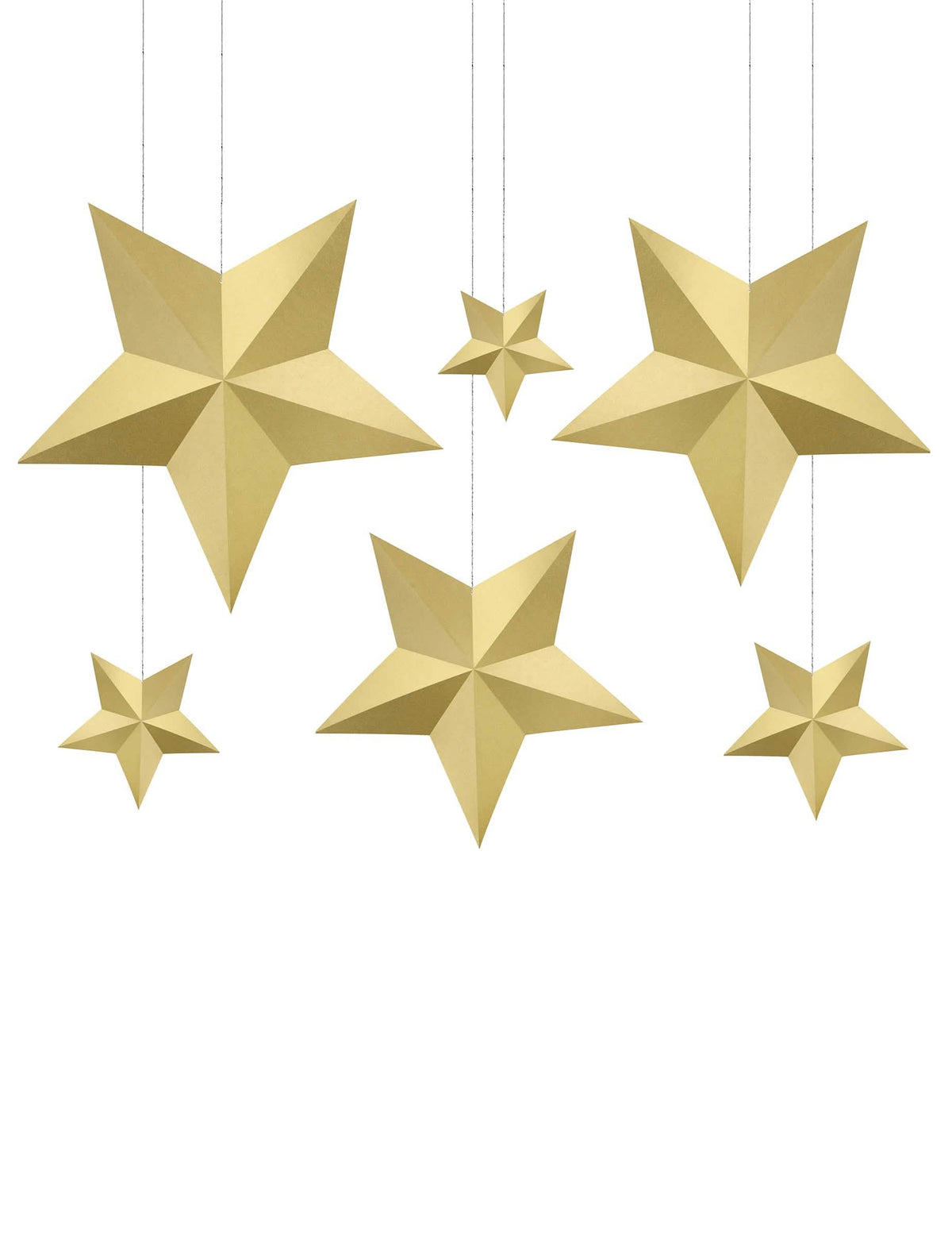 6 estrellas 3D para colgar navidad doradas