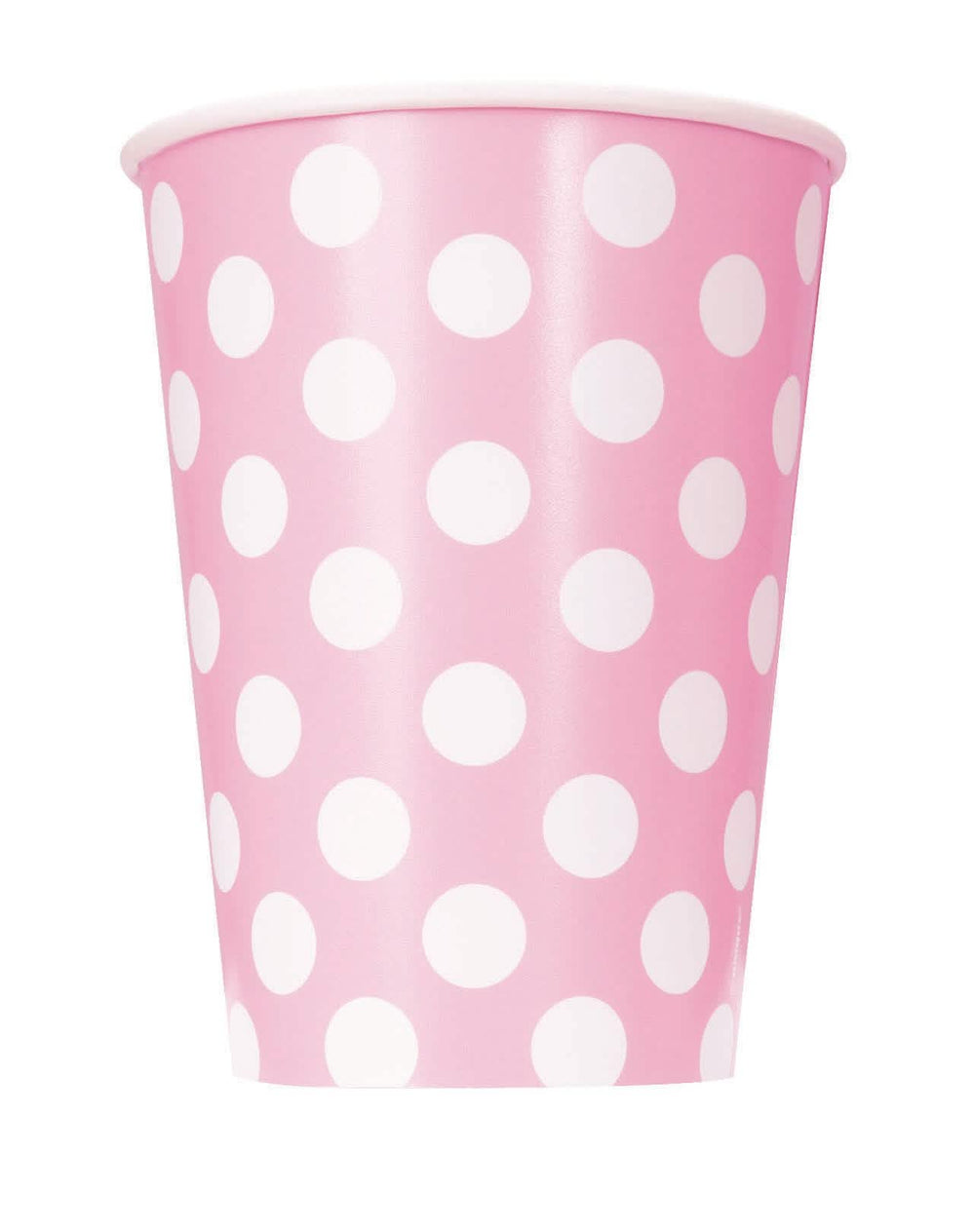 Vasos de cartón con lunares para fiesta, rosas y blancos