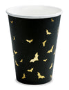Gobelets en carton chauve-souris pour Halloween noirs et dorés