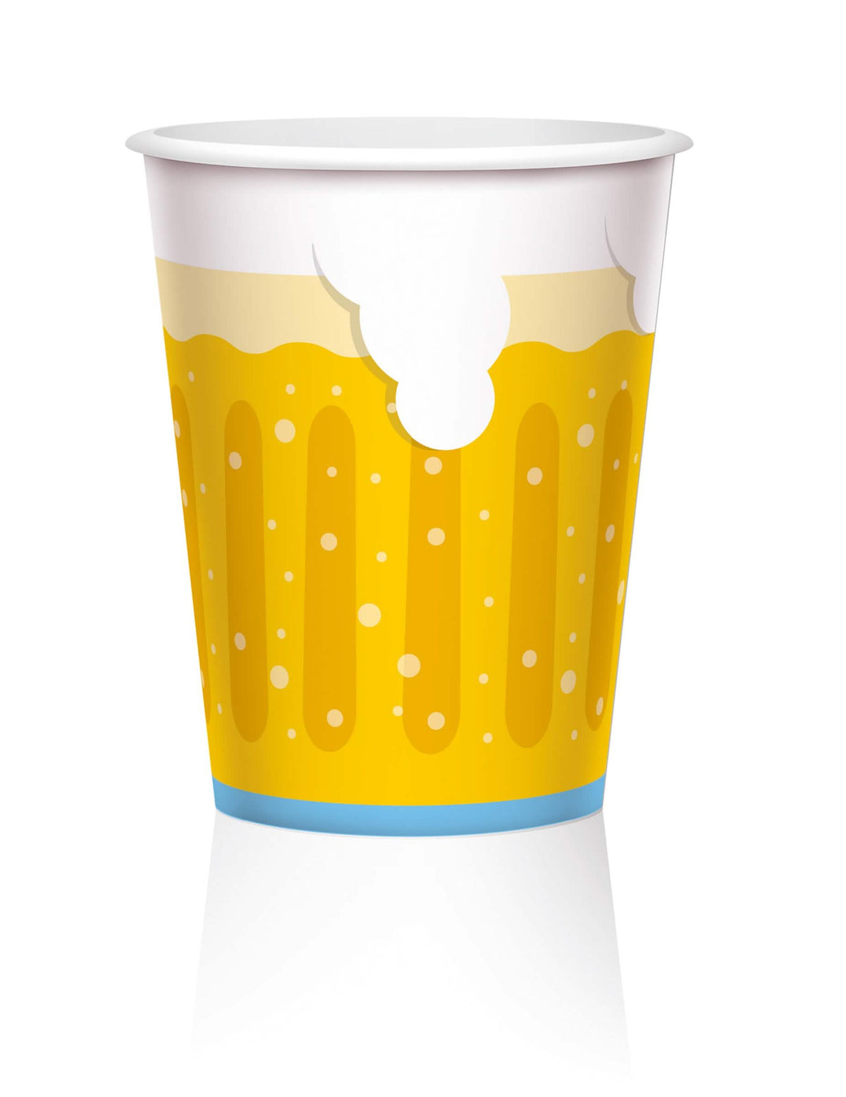 Vasos de cartón jarra de cerveza para fiesta amarillo con decoración de espuma blanca
