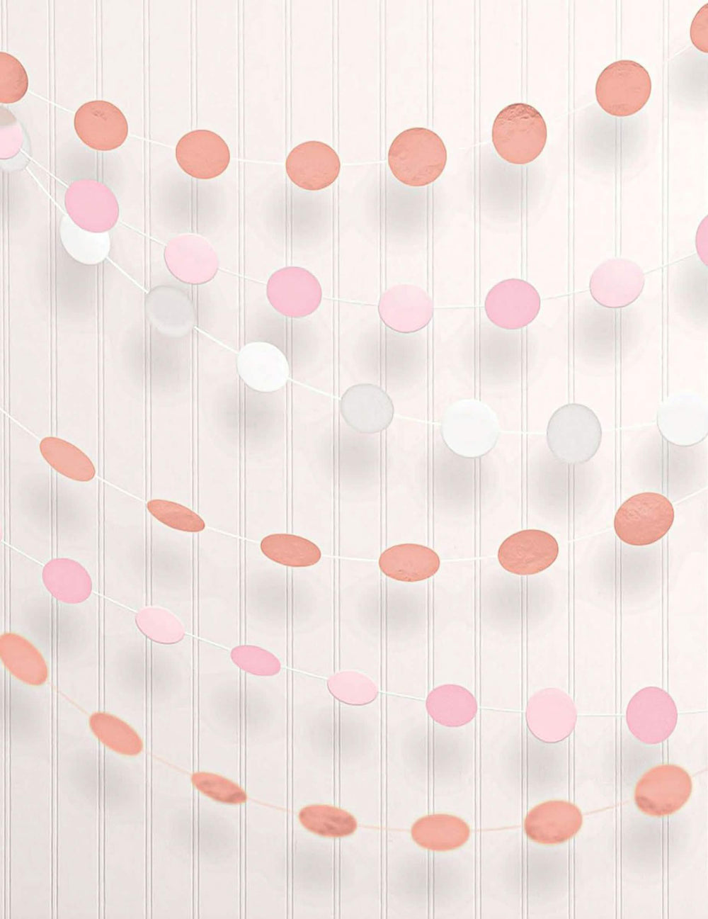 Guirlande en papier à ronds Rose Gold pour décoration de fête rose et blanc