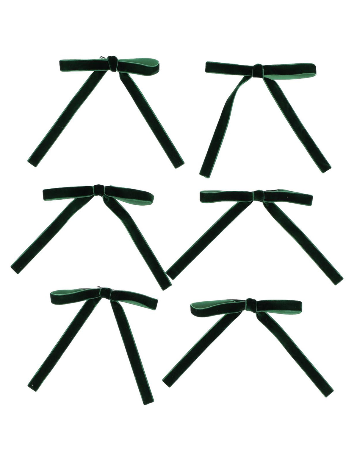 6 lazos finos de terciopelo verde oscuro 13 x 13 cm