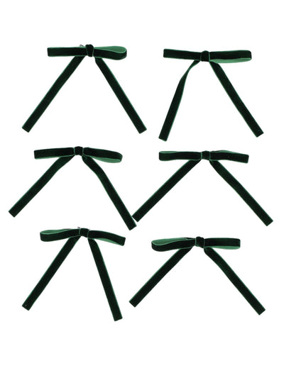 6 lazos finos de terciopelo verde oscuro 13 x 13 cm