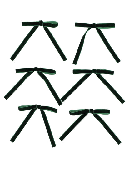6 lazos finos de terciopelo verde oscuro 13 x 13 cm