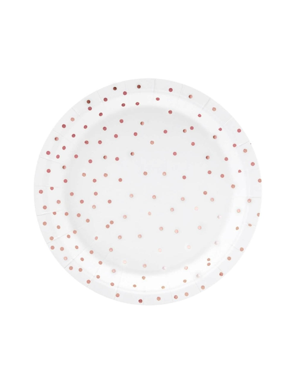 Assiettes en carton à pois pour table blanches et rose gold