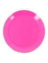 6 pequeños platos reutilizables de plástico rosa y dorado de 19 cm
