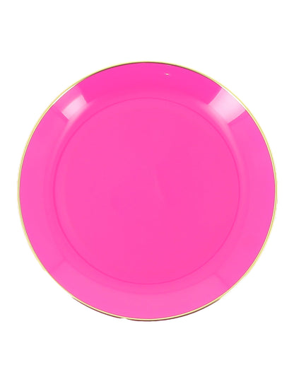 6 pequeños platos reutilizables de plástico rosa y dorado de 19 cm